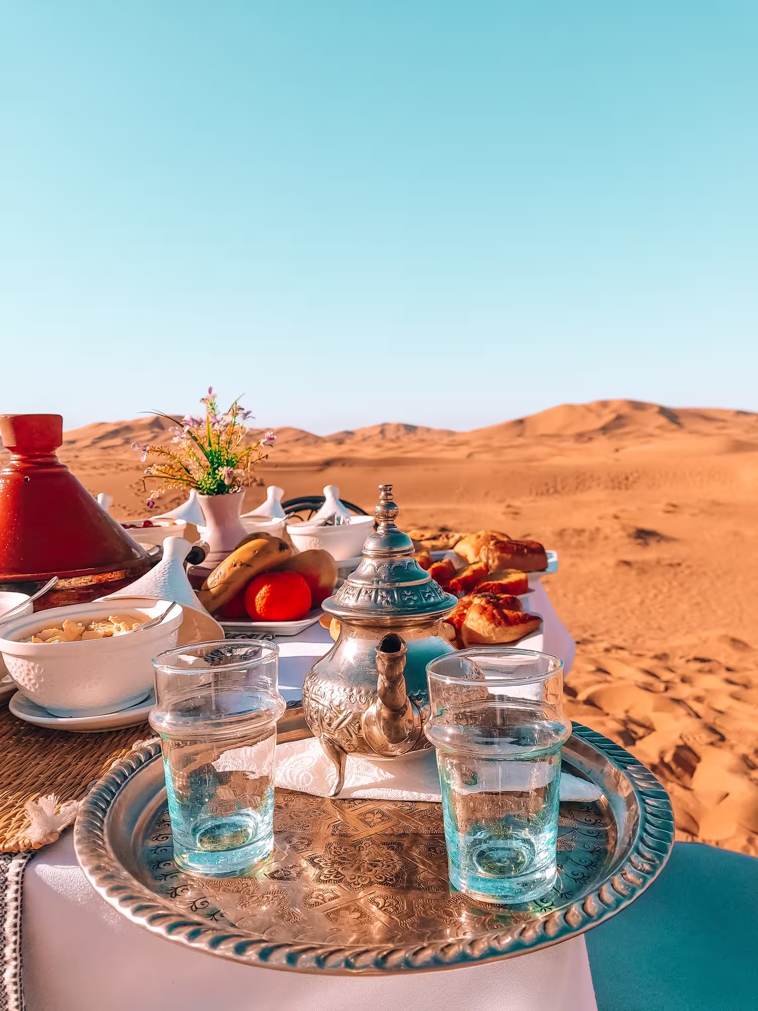 Traditional Arabic spread, desert camp