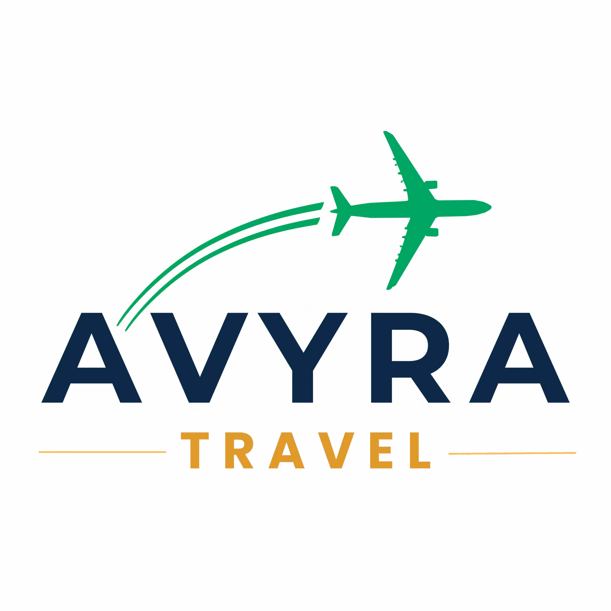 Avyra Travel logo with airplane icon representing international travel and safari experiences