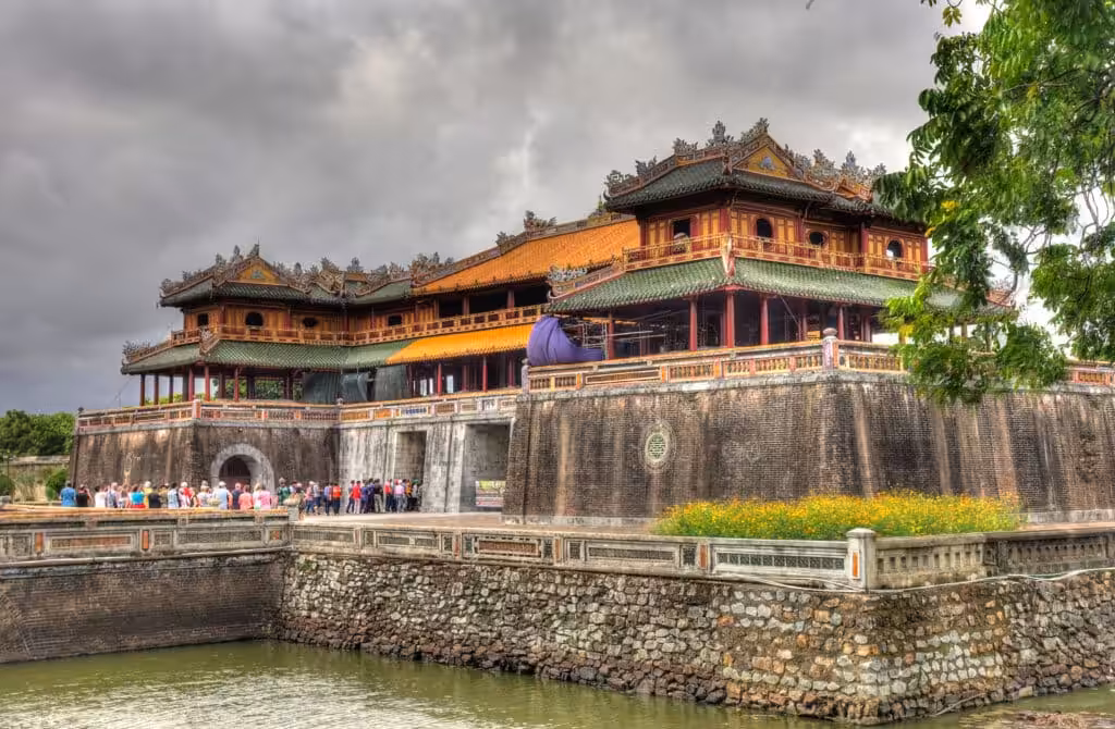 Ngo Mon Gate and moat of the Imperial Citadel in Hue, Vietnam