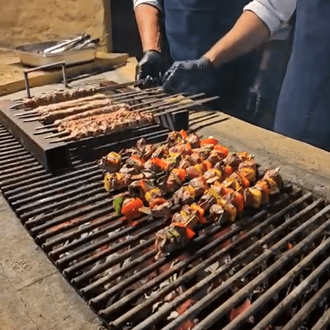BBQ dinner, desert camp