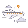 Airplane icon symbolizing travel, flights, and air transportation