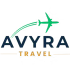 Avyra Travel logo with airplane icon representing international travel and safari experiences