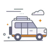 Graphic symbols of SUV vehicles representing various models, sizes, or vehicle types.